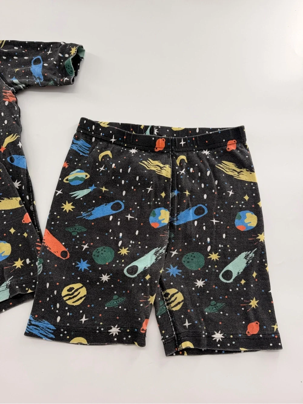 Hanna Andersson Black Long John Short Sleeve Shorts Set 3pc Black Interstellar